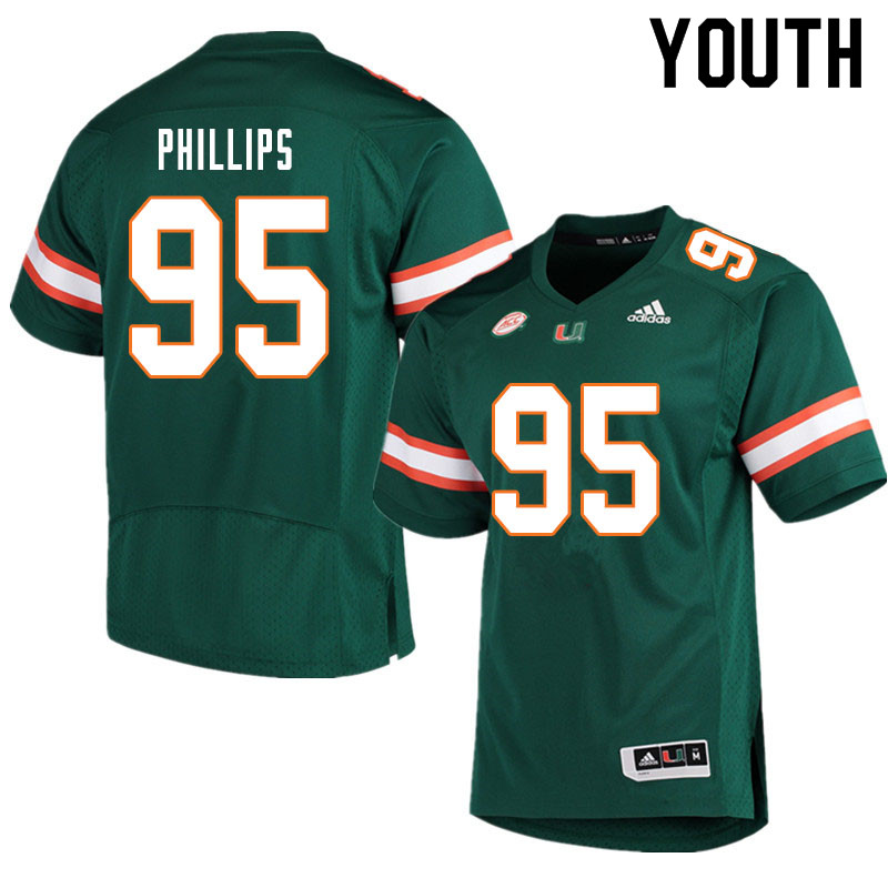 Youth #95 Jaelan Phillips Miami Hurricanes College Football Jerseys Sale-Green